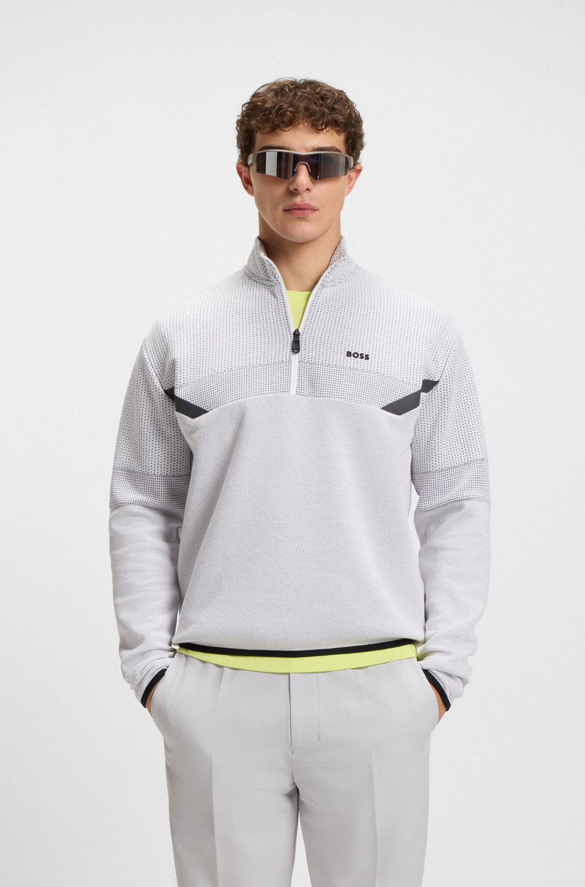 RELAXED-FIT ZIP-NECK SWEATSHIRT WITH QUILTED JACQUARD - 2