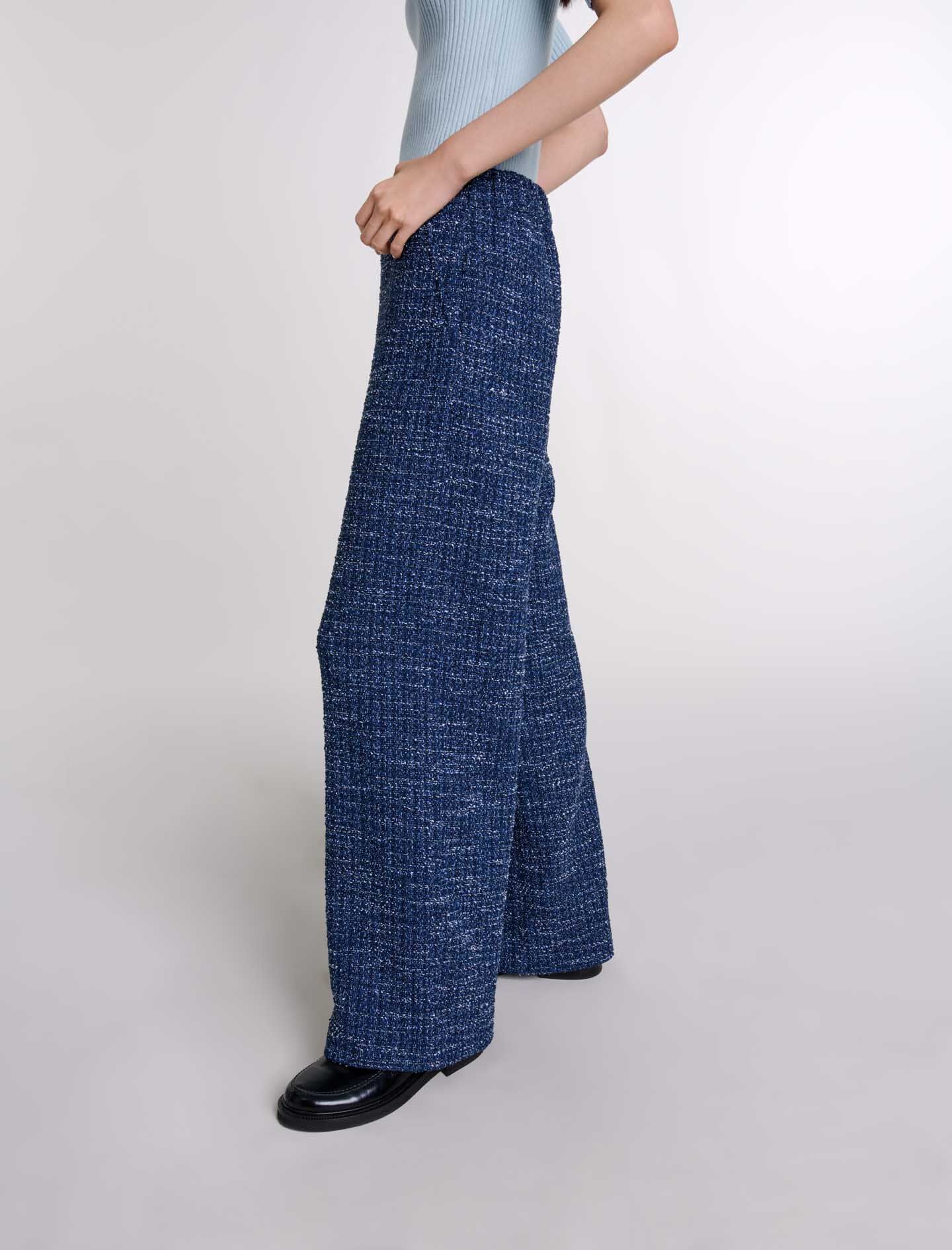 Wide-leg tweed trousers - 7