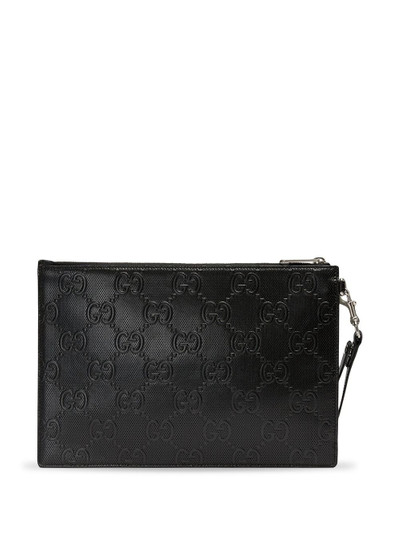 GUCCI debossed GG detail clutch outlook