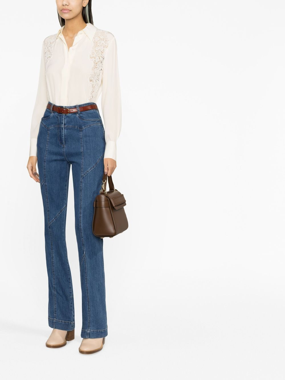 guipure-detail silk shirt - 2