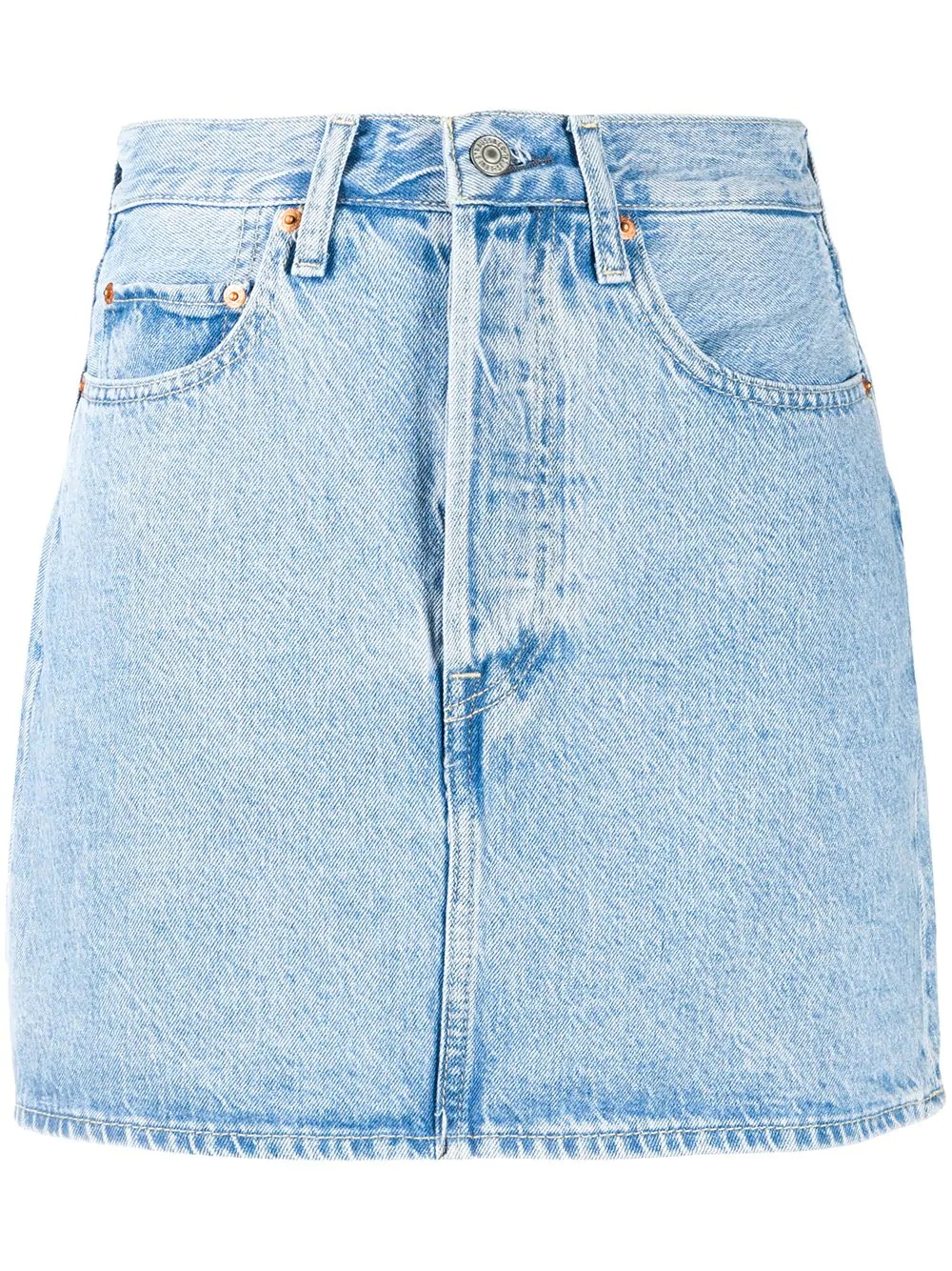 washed denim mini skirt - 1