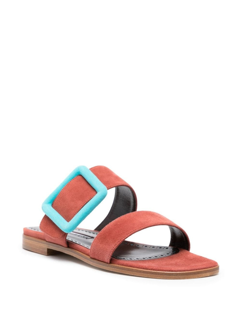 Manolo Blahnik buckle-detail suede sandals outlook