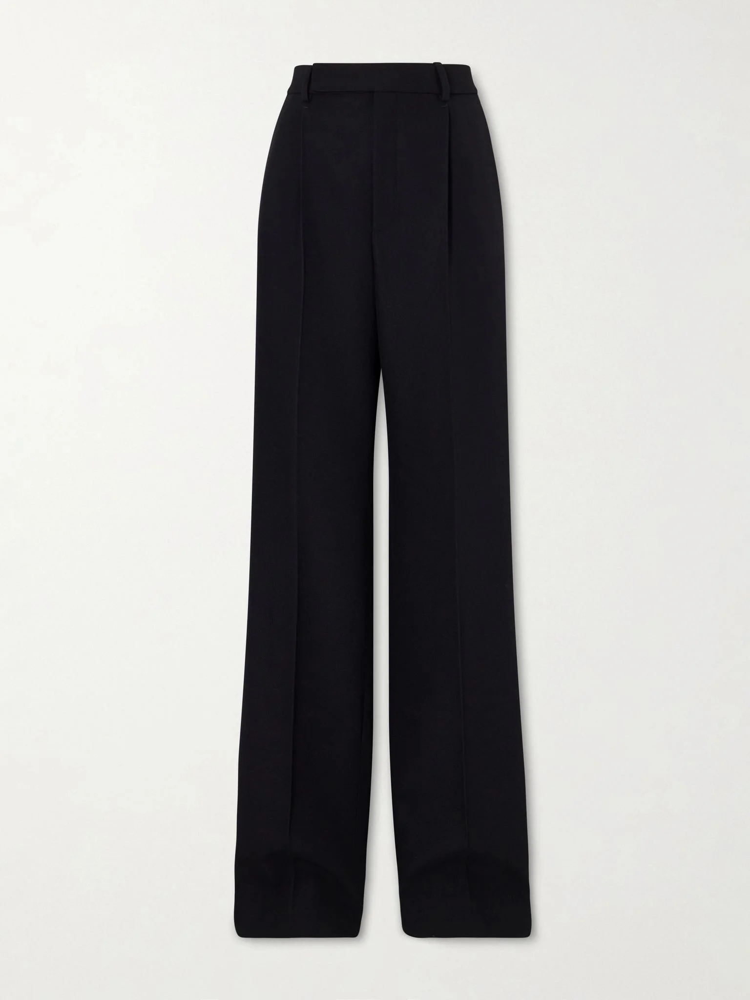 Pleated wool-crepe wide-leg pants Black - 1
