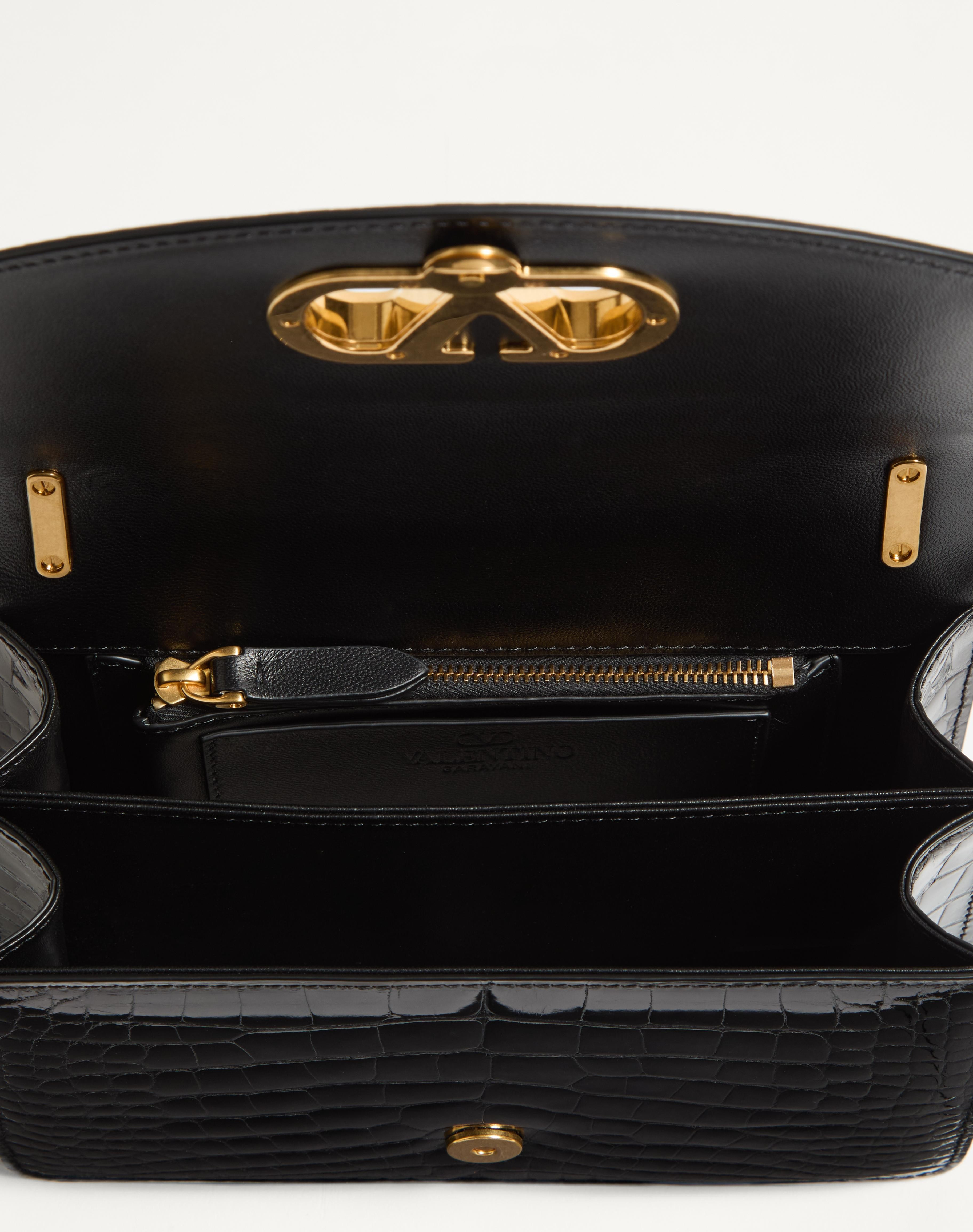 VALENTINO GARAVANI VAIN SMALL SHOULDER BAG IN CROCODILE LEATHER - 6