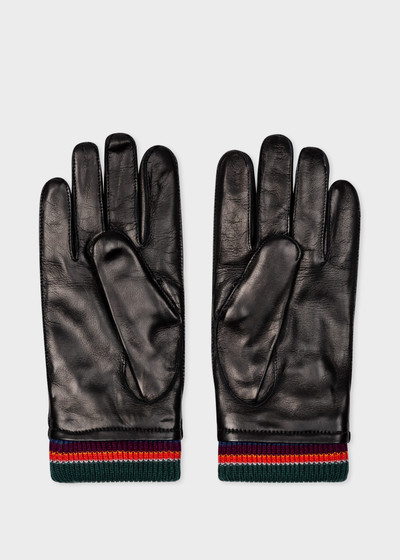 Paul Smith Leather Gloves With Striped Wool Cuffs outlook