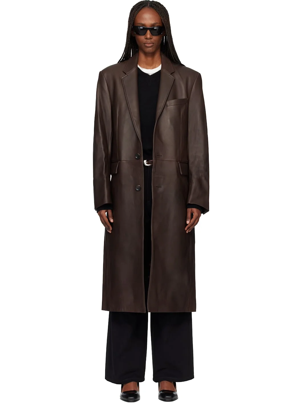 Brown Naked Single Lamb Leather Coat - 1