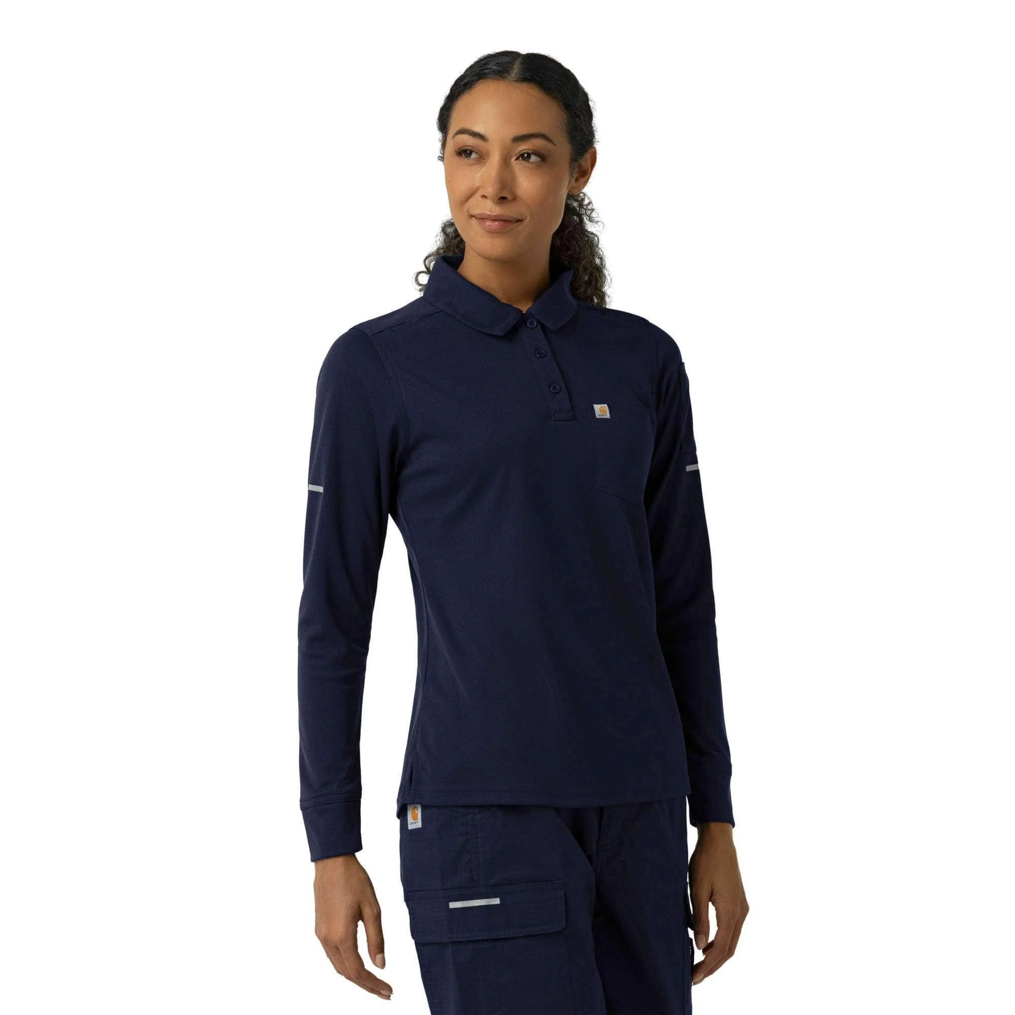 Women's Rugged Flex® RSCU Heavyweight Long Sleeve Polo Scrub Top - 1
