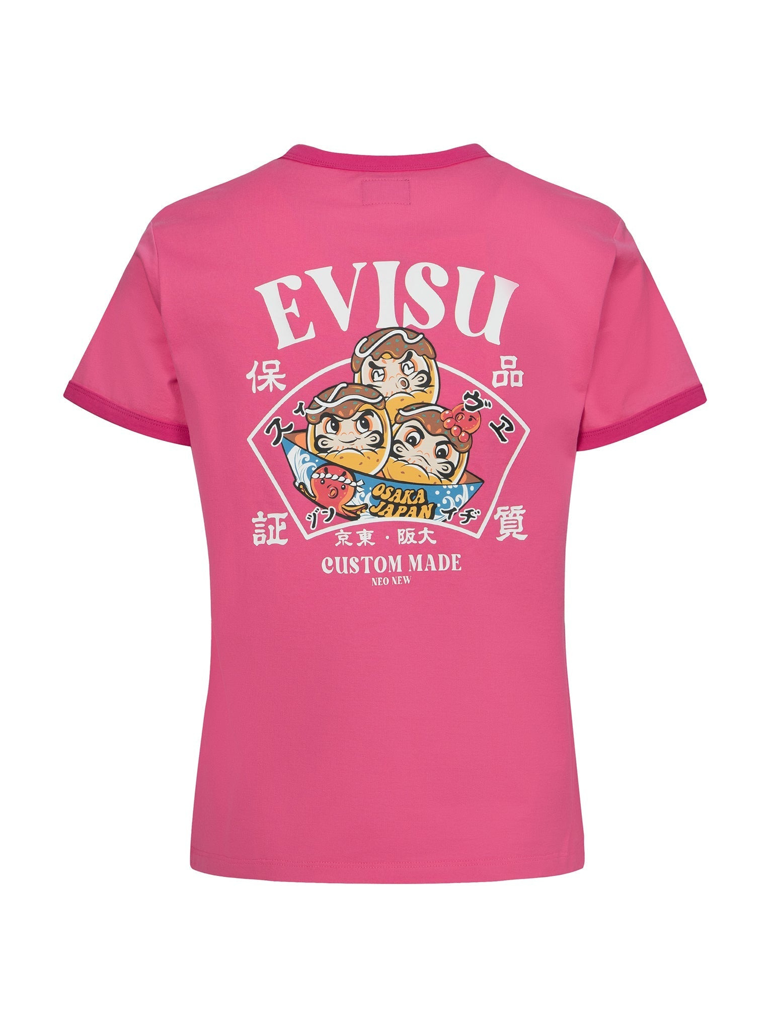 LOGO AND TAKOYAKI DARUMA PRINT REGULAR FIT RINGER T-SHIRT - 12