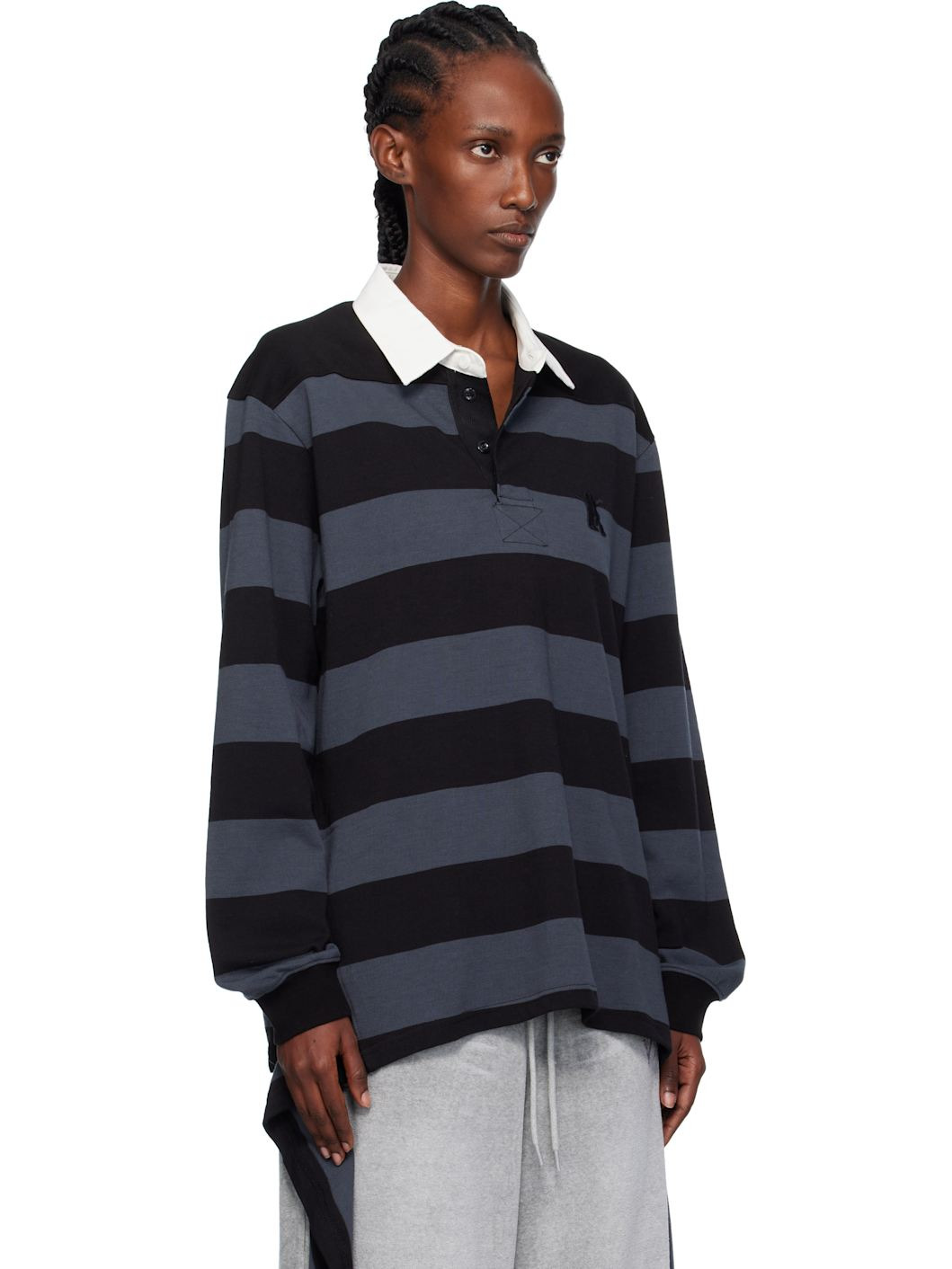 Navy Stripe Trim Rugby Polo - 2