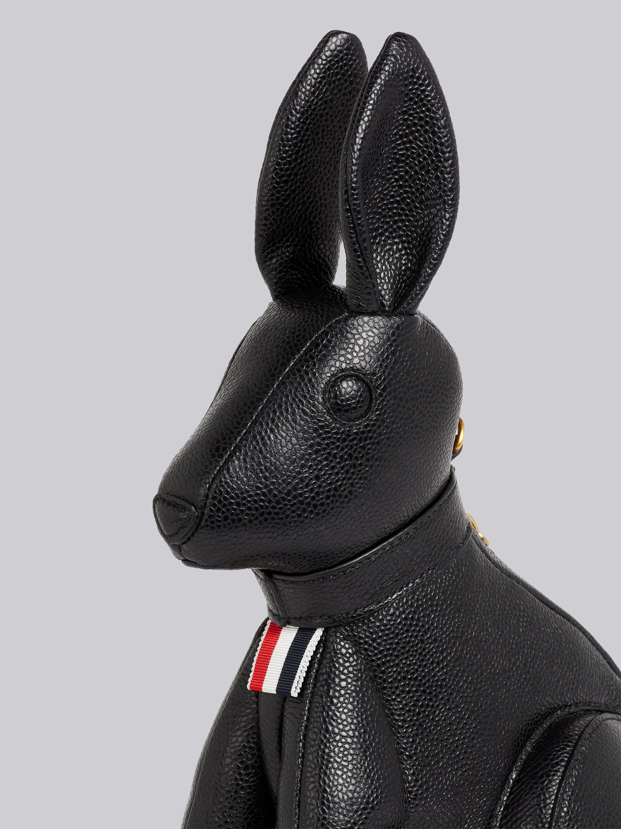 Black Pebbled Calfskin Small Leather Shoulder Strap Rabbit Bag - 2