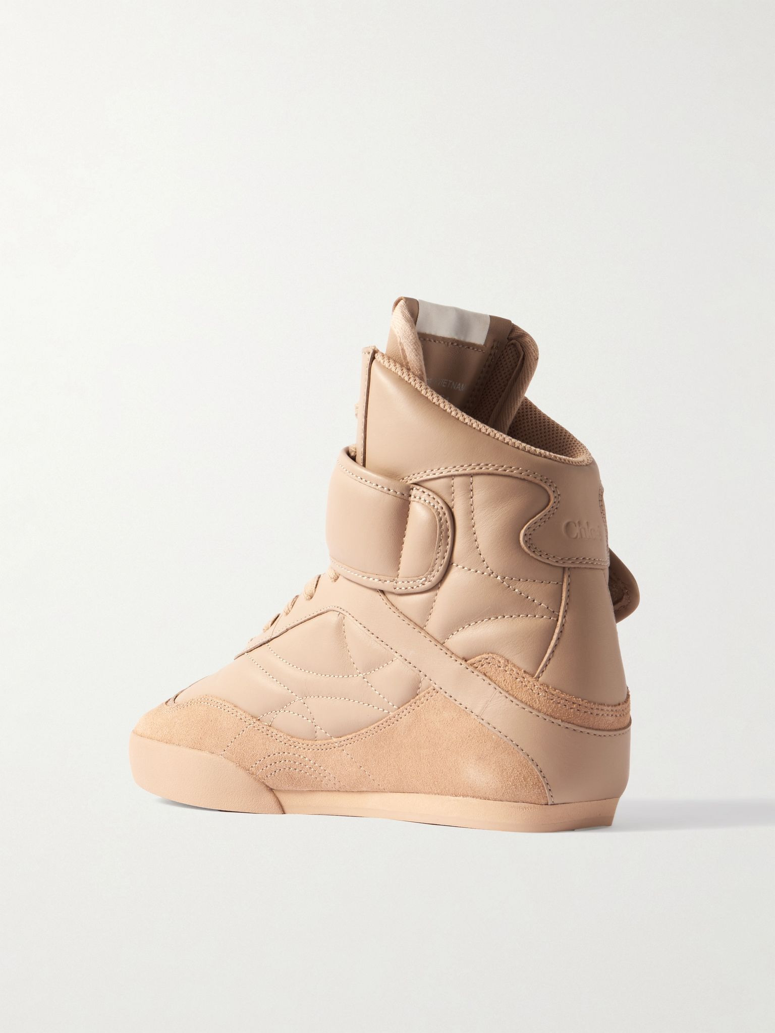 Kick suede-trimmed quilted leather high-top sneakers Beige - 3
