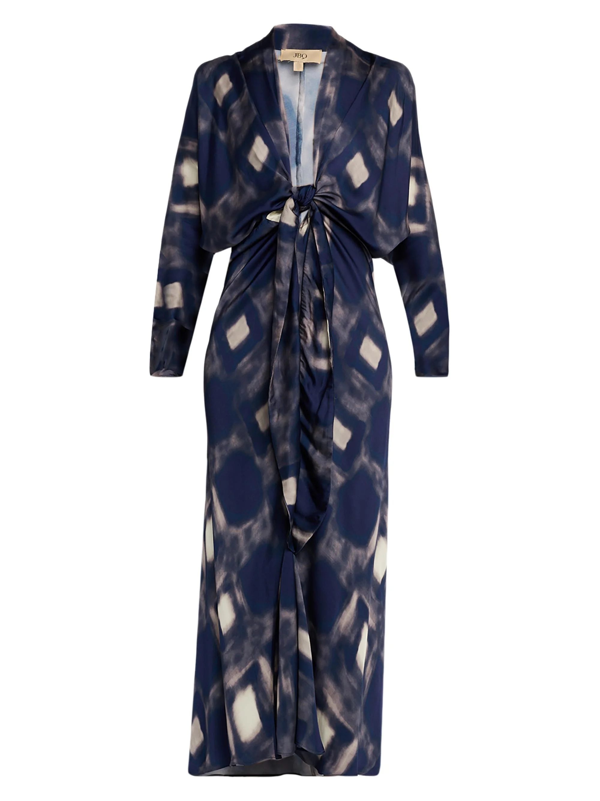 Women's Celine Geometric Tie-Front Maxi Dress - Blue - 1