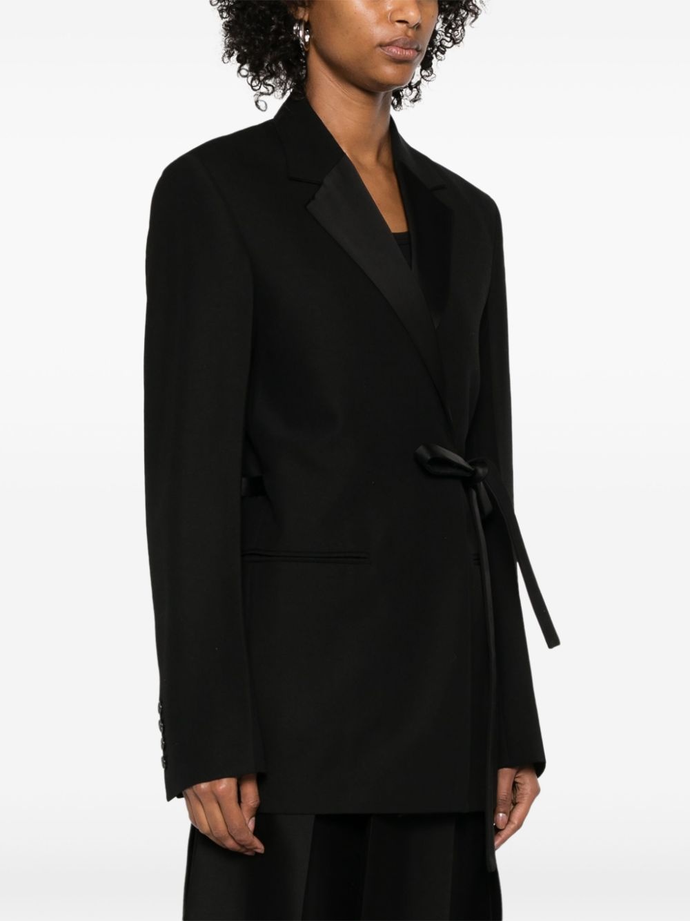 satin-lapels wrap blazer - 3