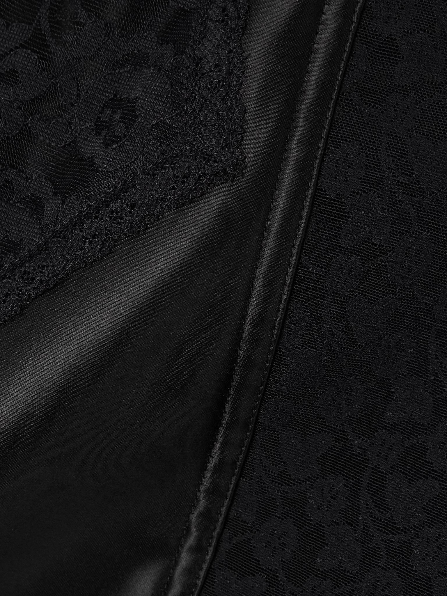 Paneled satin and lace midi skirt Black - 4