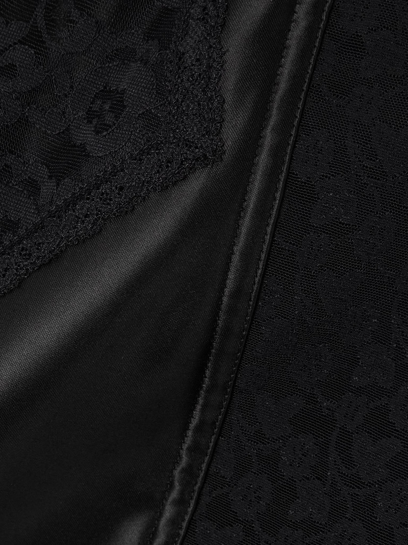 Paneled satin and lace midi skirt Black 4