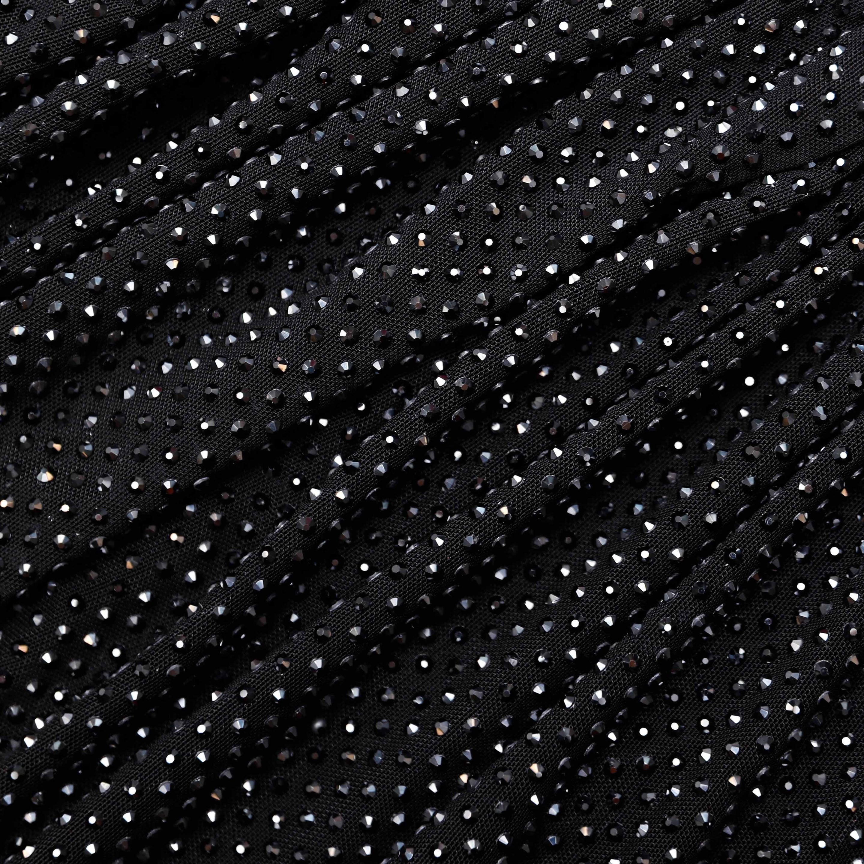 Black Rhinestone Mesh Cut Out Top - 5
