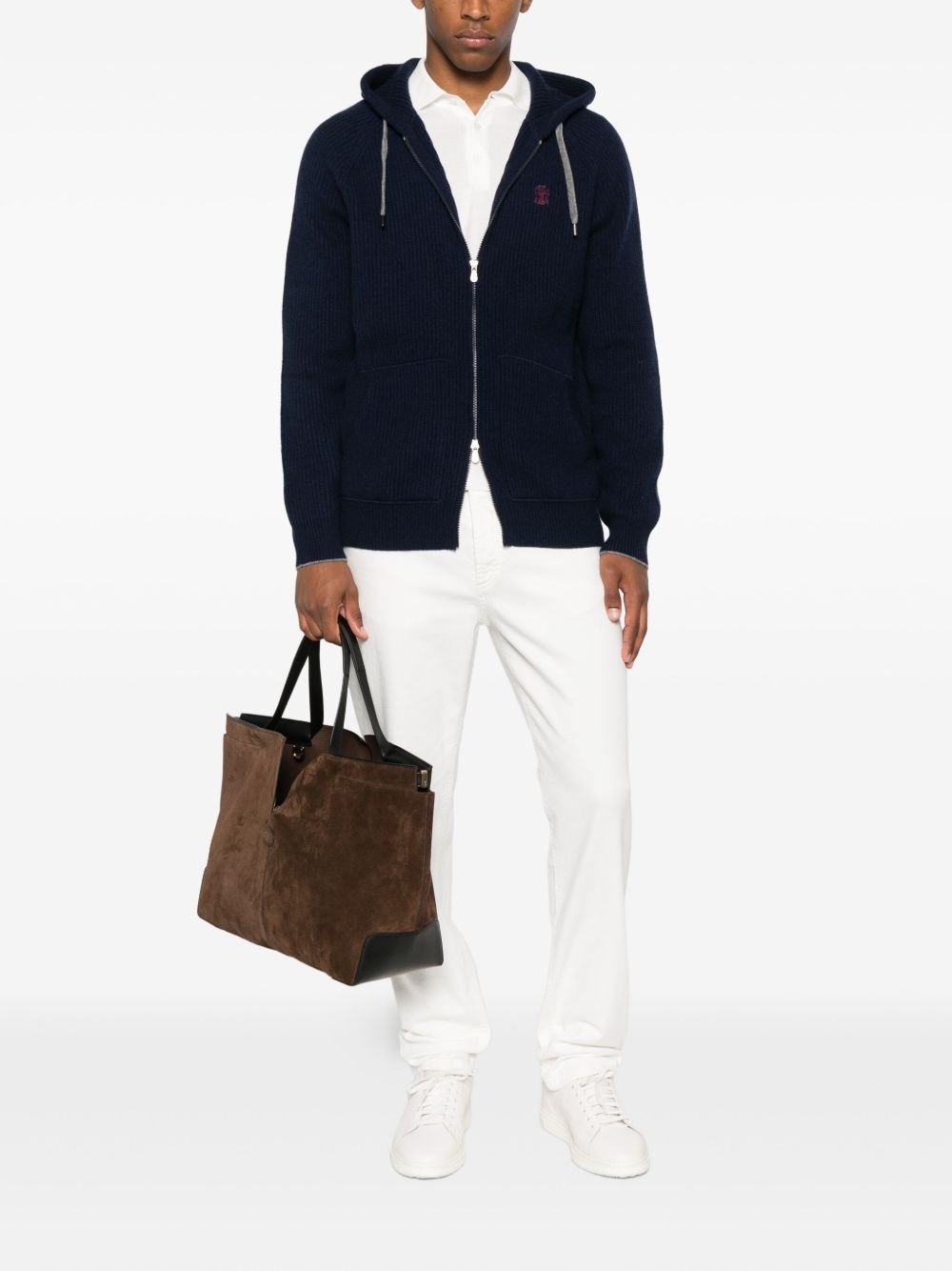 zip-up hooded cardigan - 2