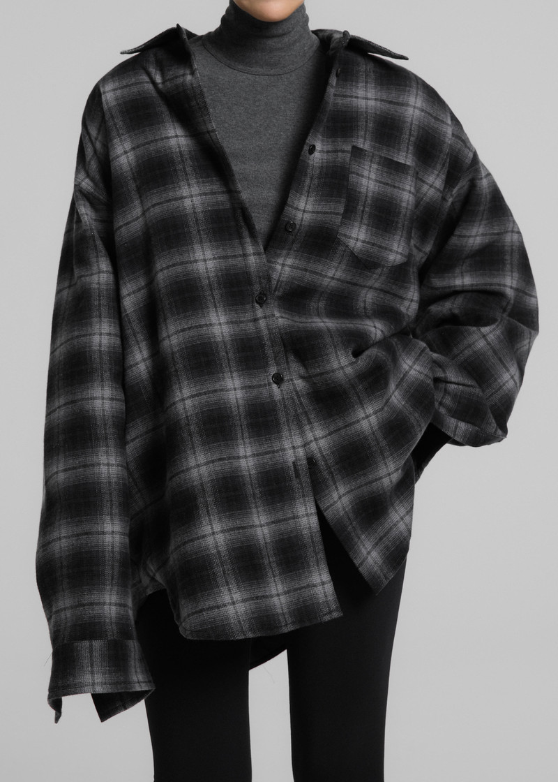 Helka Flannel Quilted Shirt - Charcoal 4