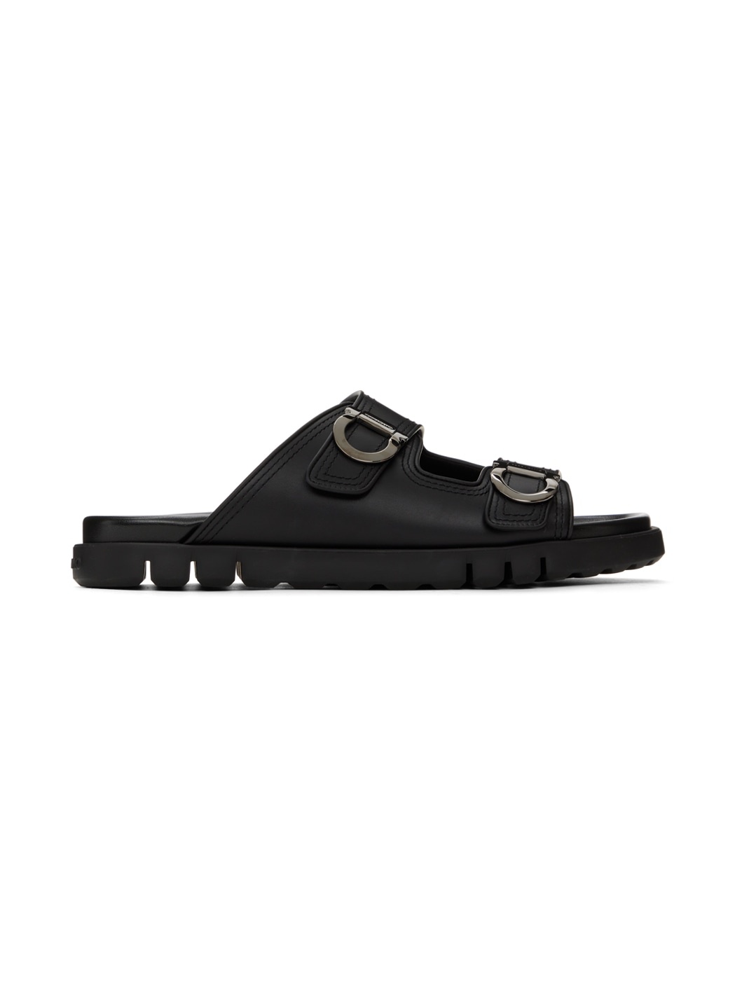 Black Double-Strap Sandals - 1