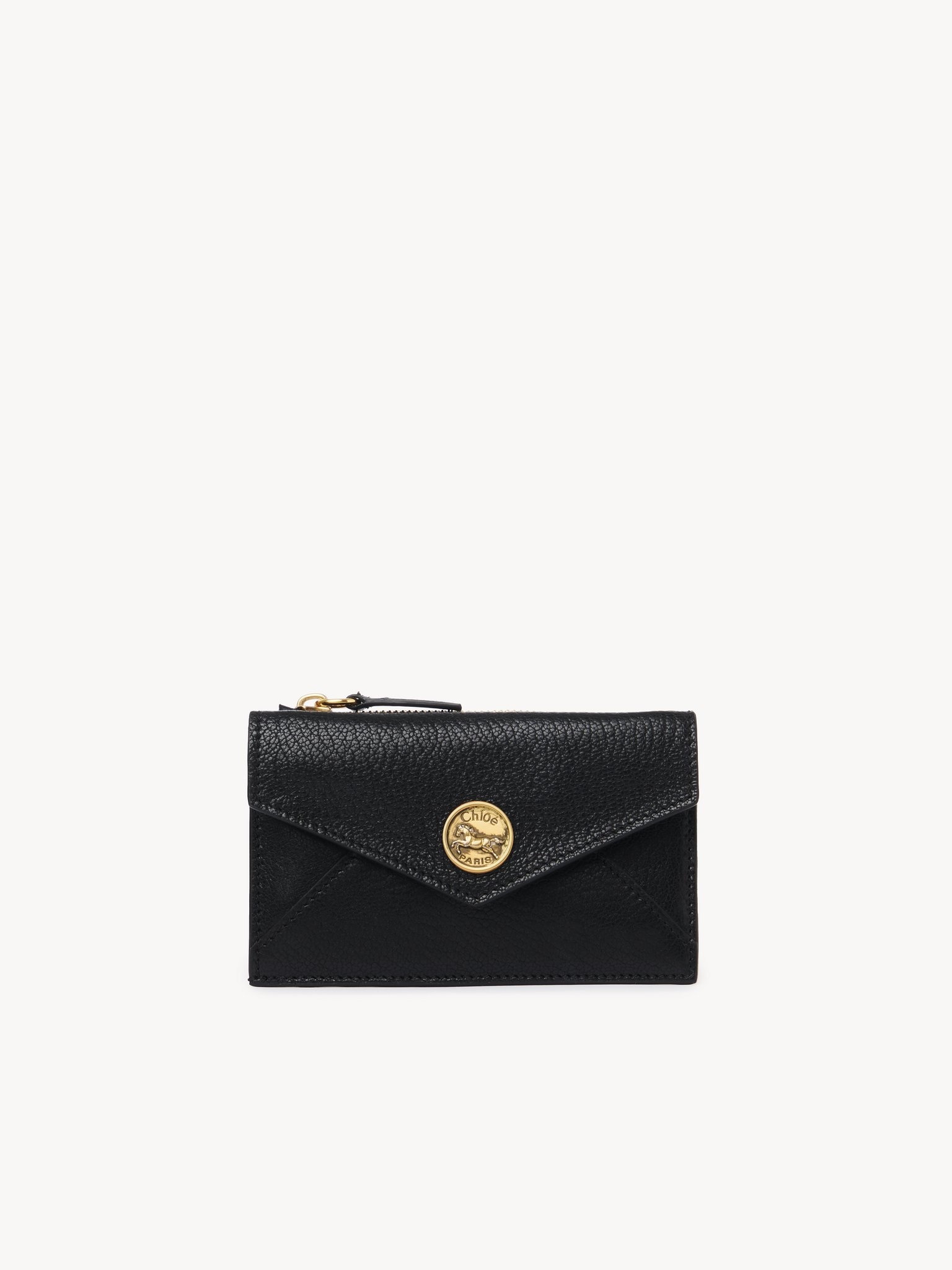 SMALL ENVELOPE PURSE WITH CARD SLOTS IN GRAINED LEATHER - 1