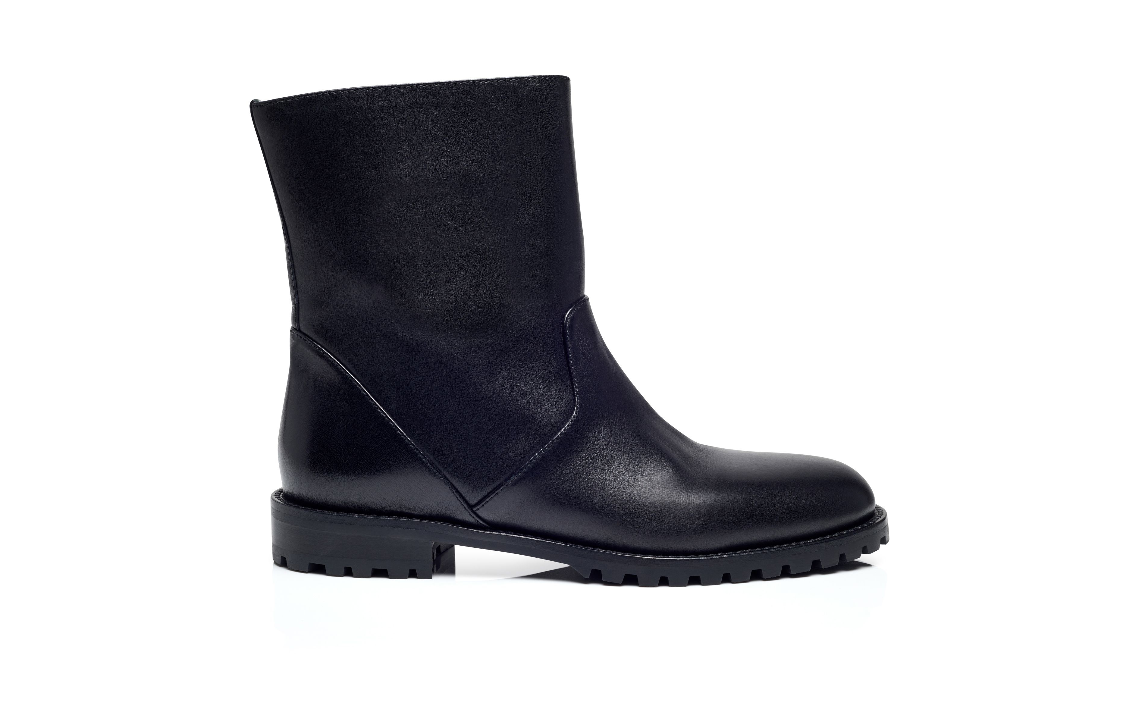 Black Calf Leather Ankle Boots - 1