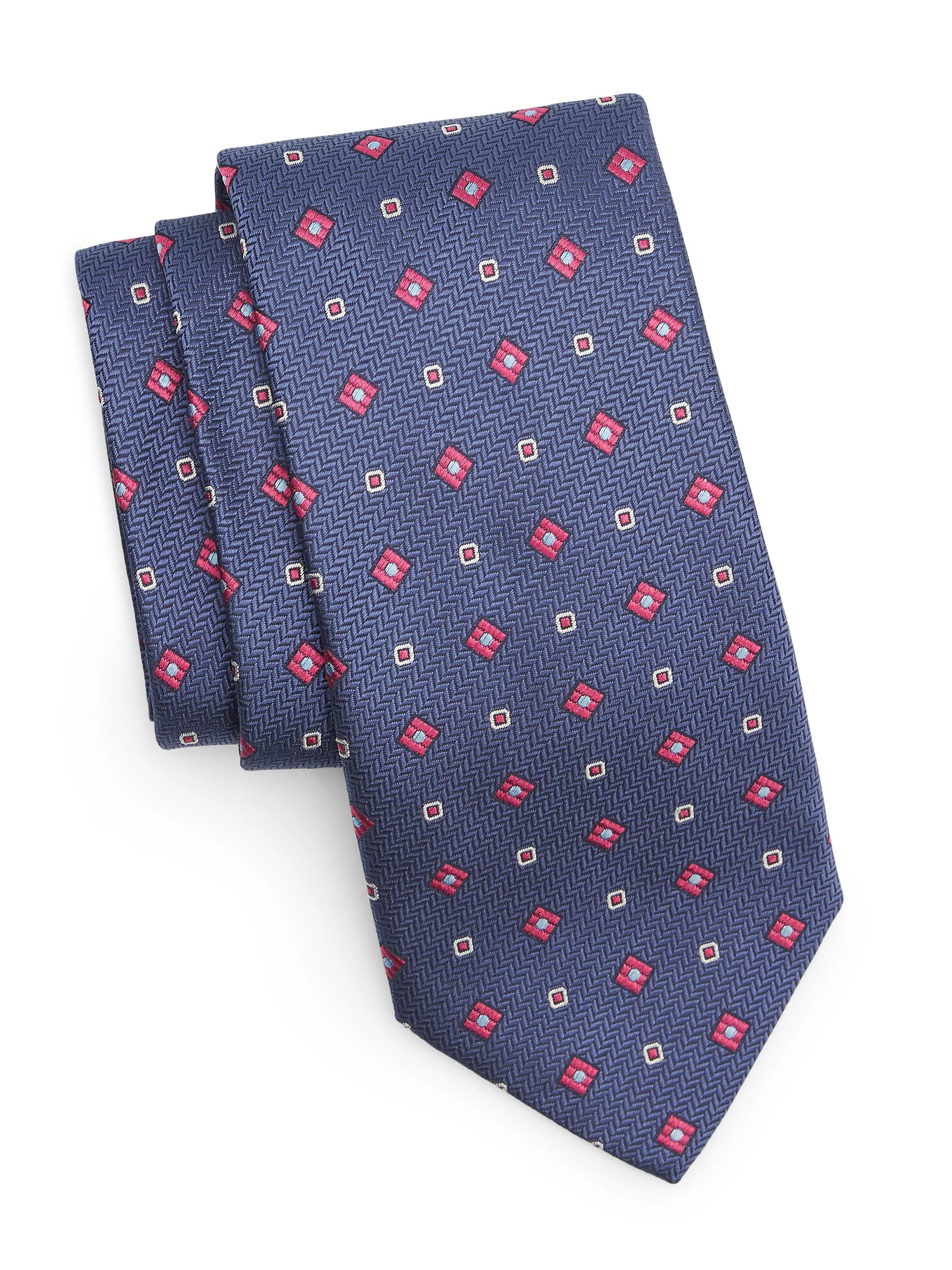 Men's Medallion Silk Tie - Blue - 1
