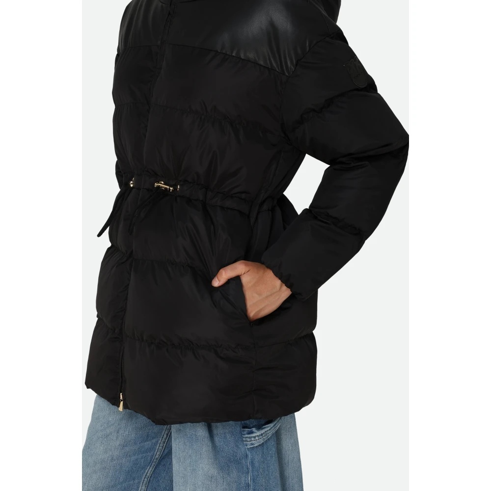 BLACK HOODED PUFFER JACKET - 4