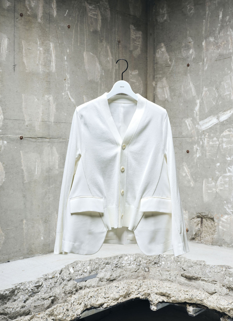 Wool Suiting x Cotton Knit Cardigan 1