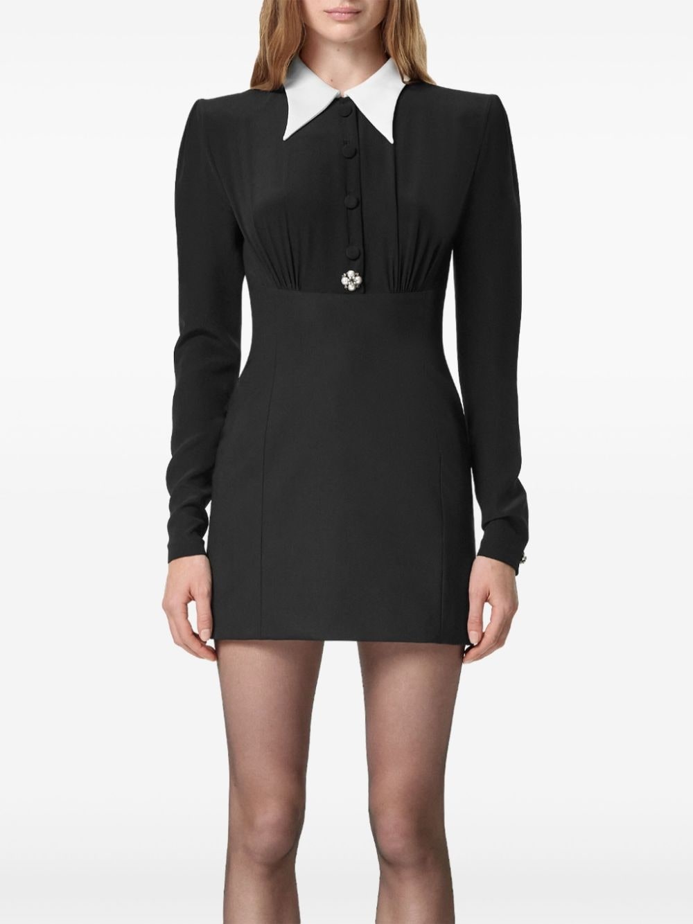 pearl-detailing mini dress - 3