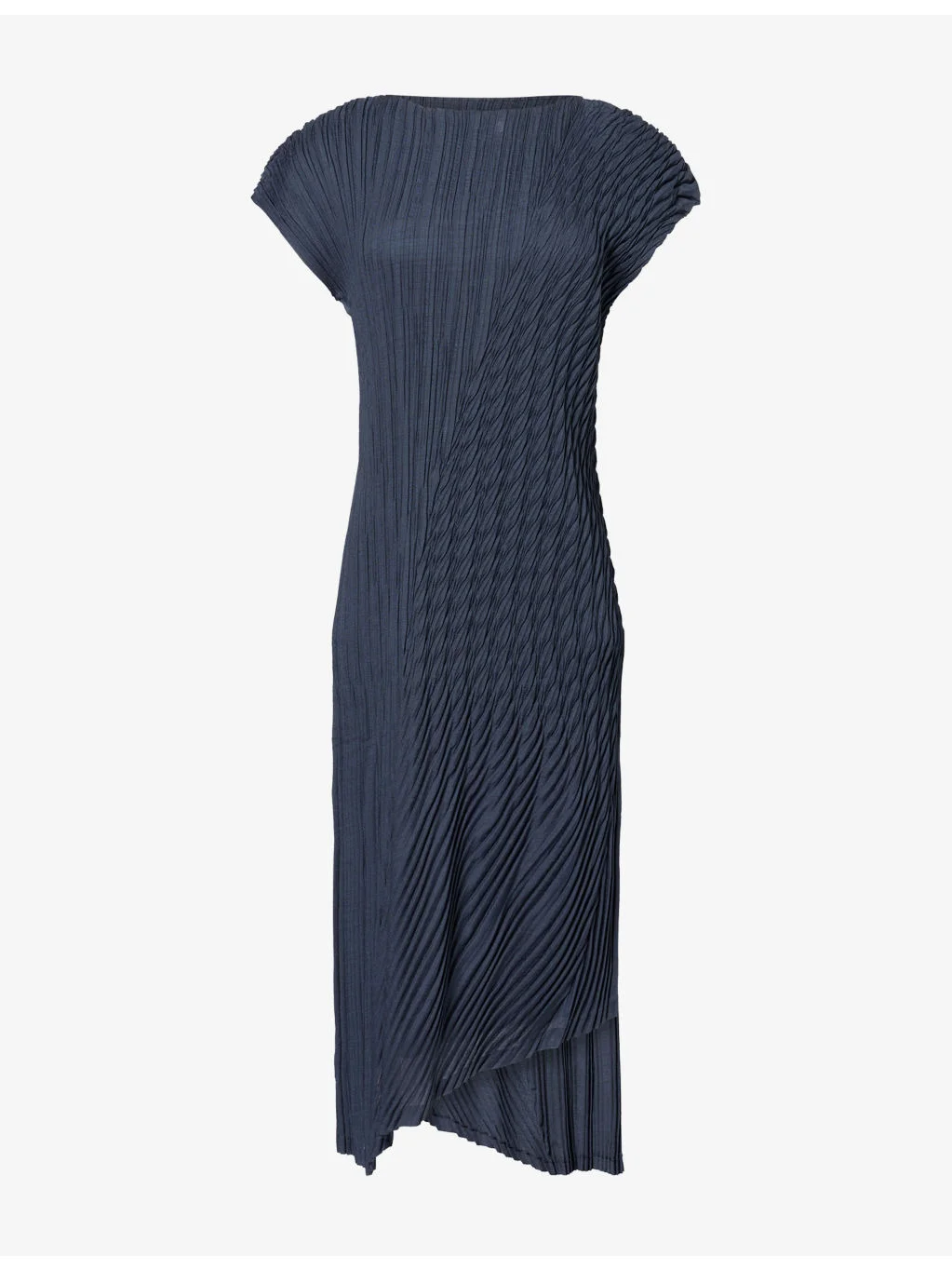 Unfurling Pleats Asymmetric Knitted Midi Dress - 1