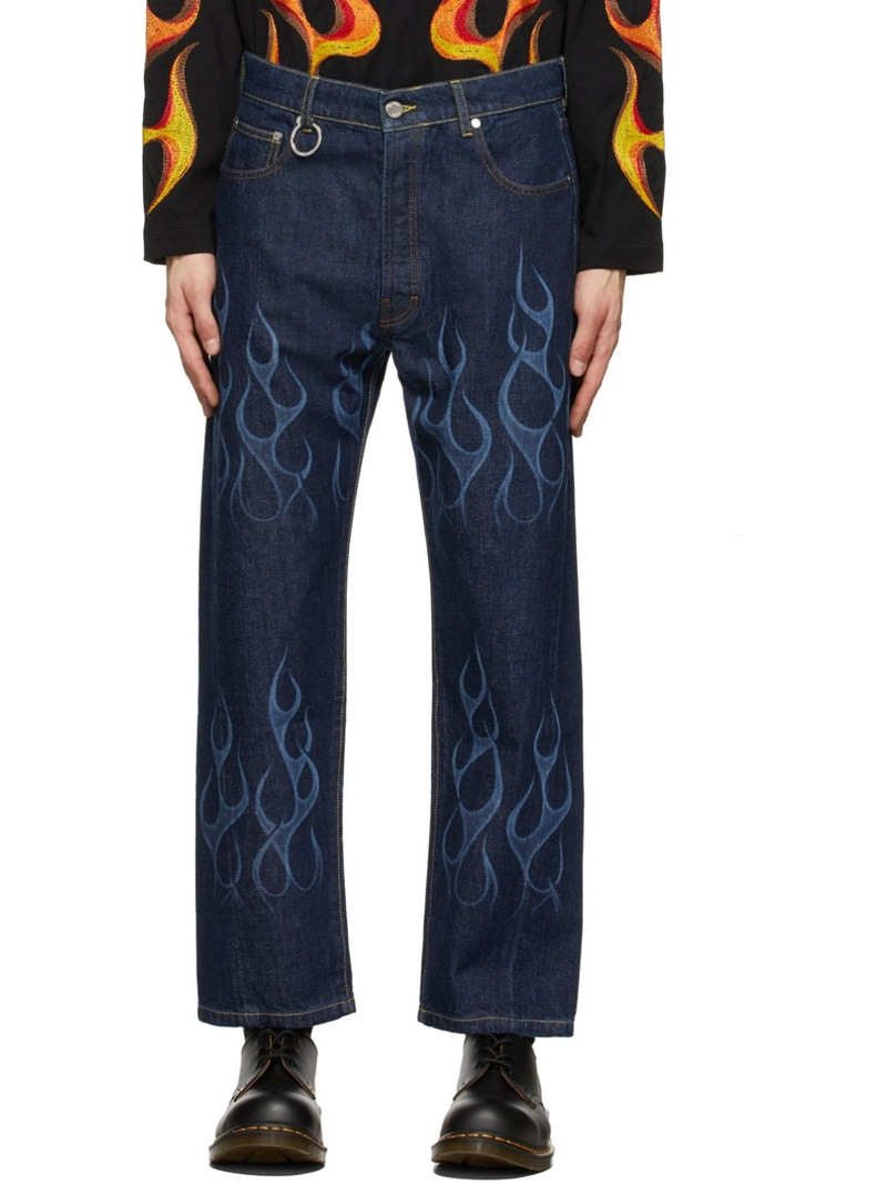 Indigo Flaming Denim Jeans 1