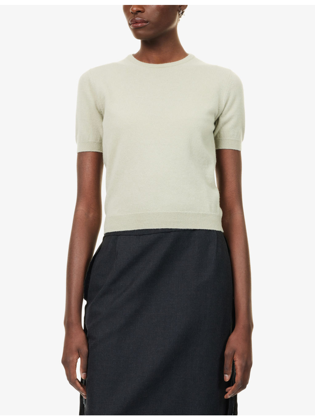 Crewneck Short-Sleeve Virgin-Wool Jumper - 3