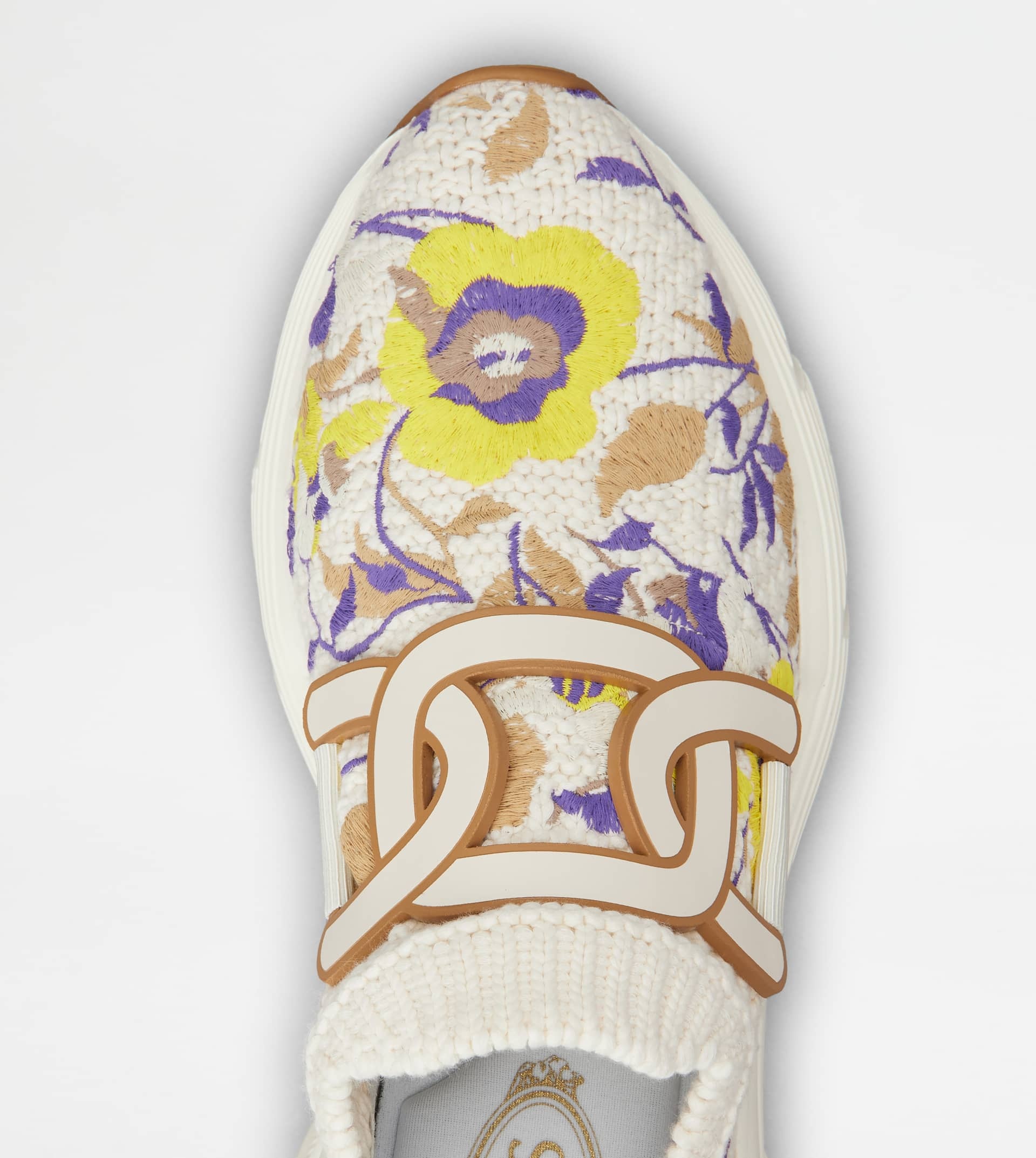 KATE SLIP-ON SNEAKERS IN FABRIC - YELLOW, BROWN, OFF WHITE - 4