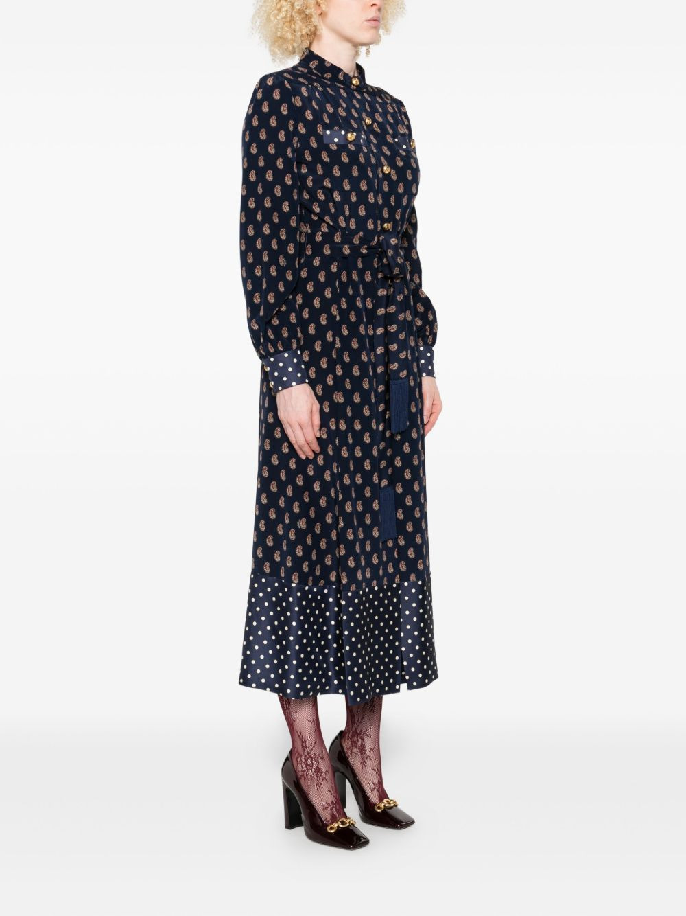 paisley-print polka-dot midi dress - 3