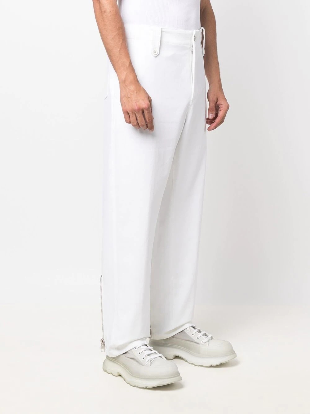 straight-leg cotton trousers - 3