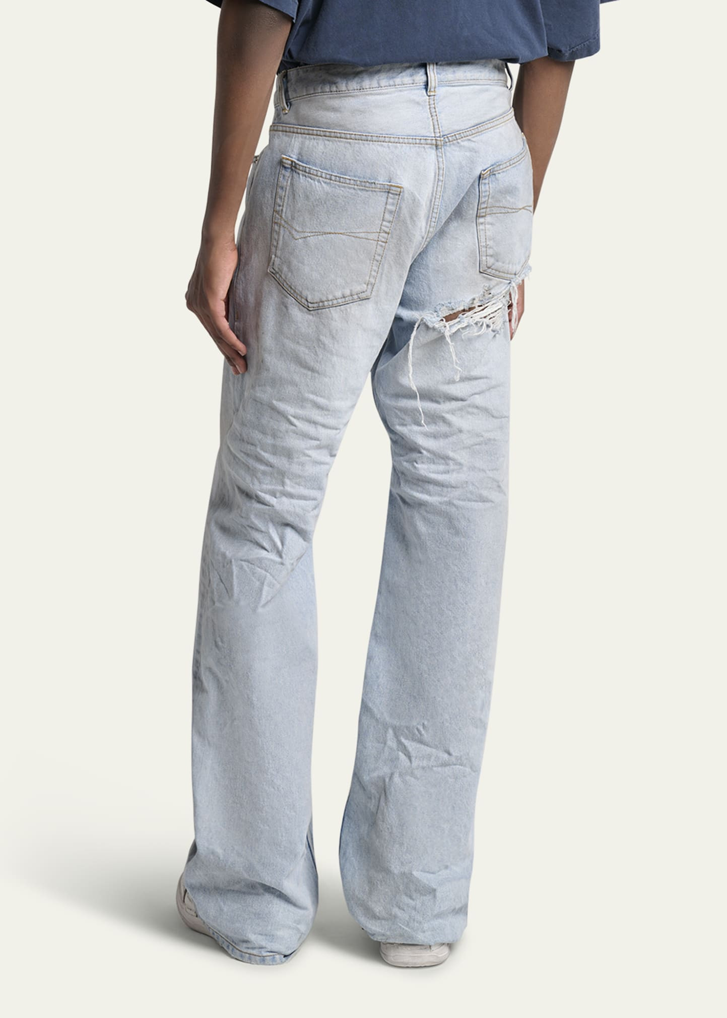 Men's Distressed Denim Relaxed-Fit Jeans - 3