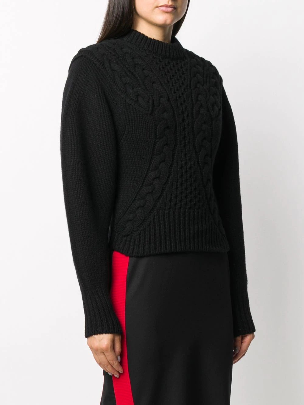 cropped cable knit jumper - 3