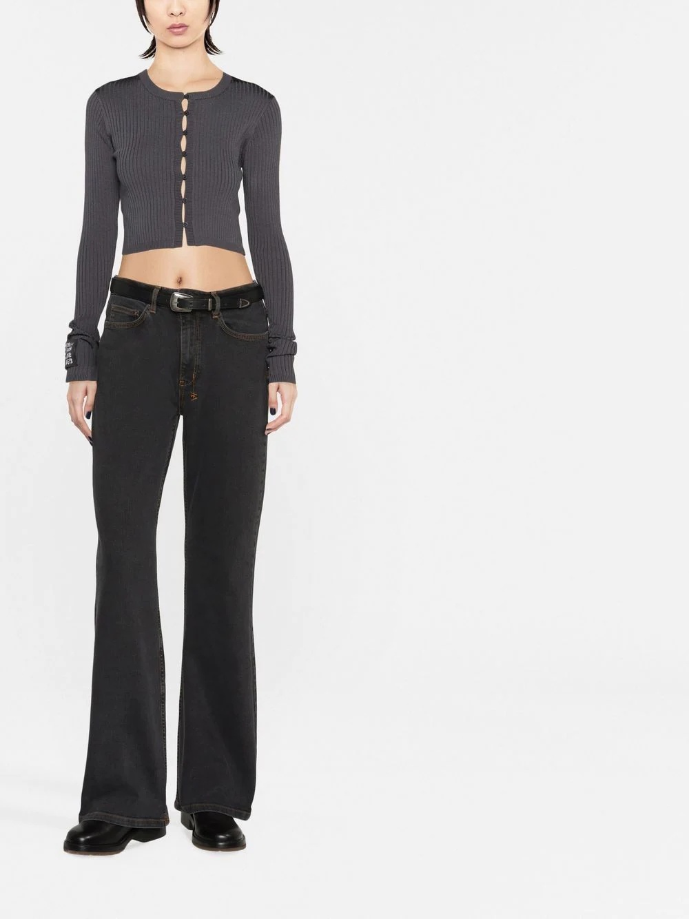 flared-leg denim jeans - 4