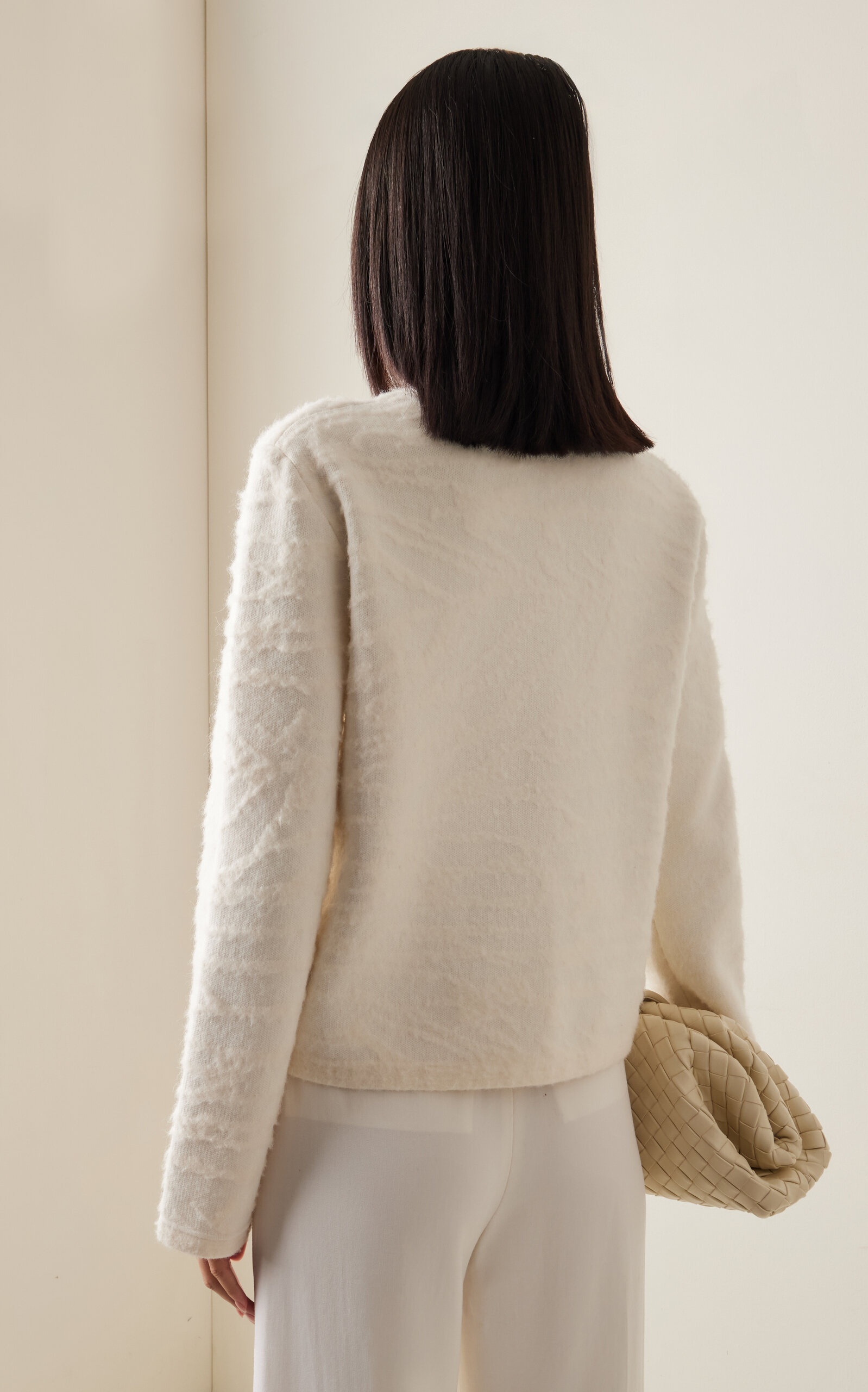 Josephine Brushed Knit Cotton Cardigan ivory - 4