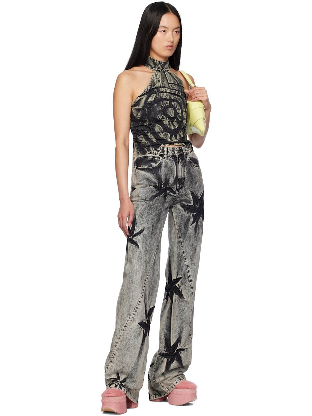 SSENSE Exclusive Black Denim Heart Halter Tank Top - 4