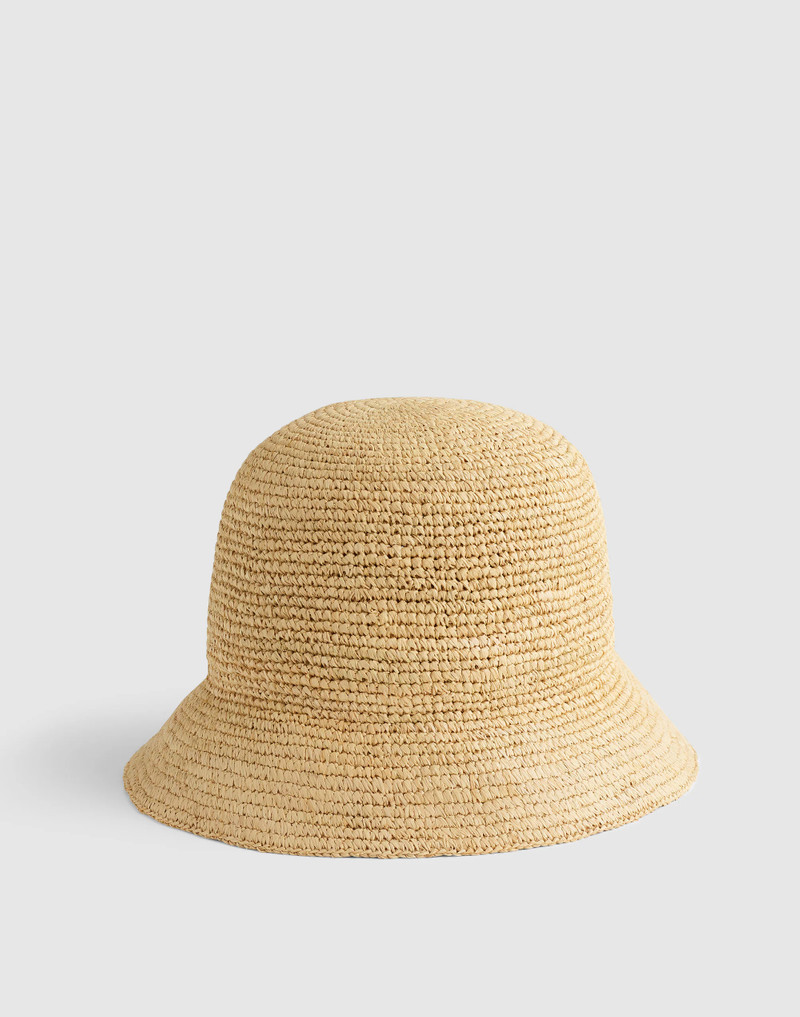Hand-Crocheted Seamless Bucket Hat in Raffia 1