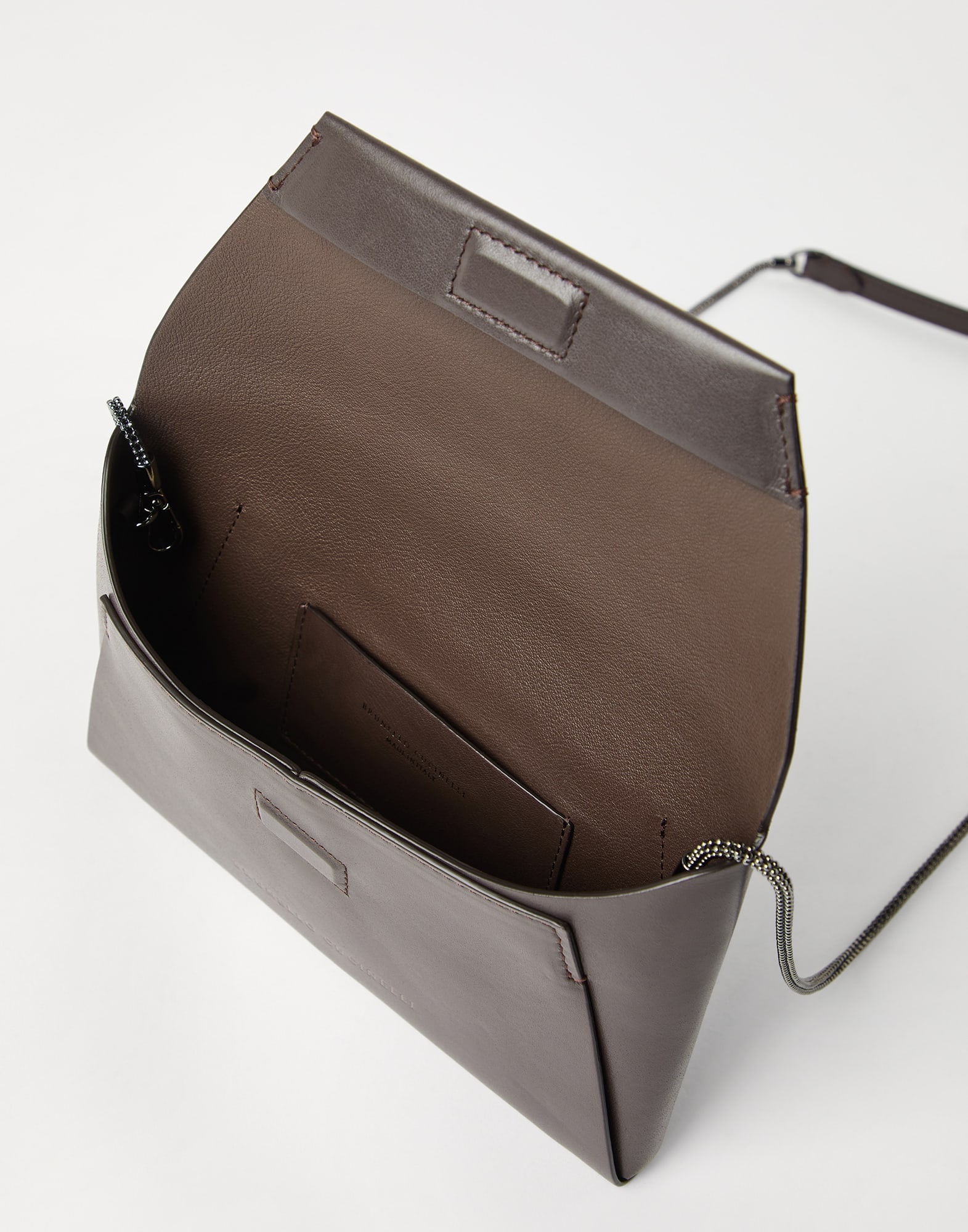 BC Duo pochette in grained calfskin with precious chain - 5