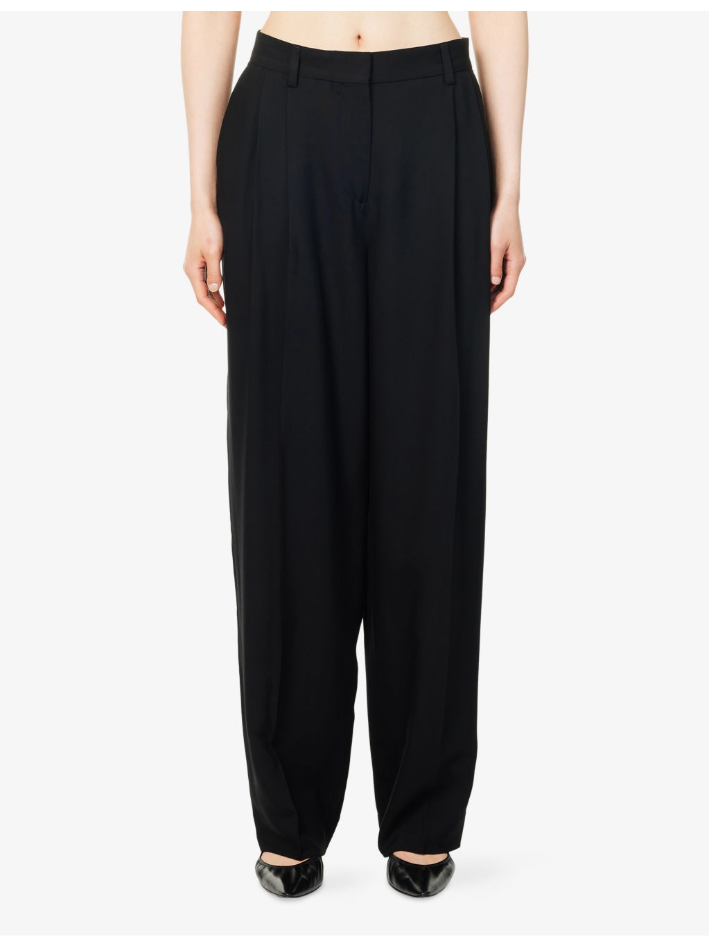 Pleated Wide-Leg Woven Trousers - 3