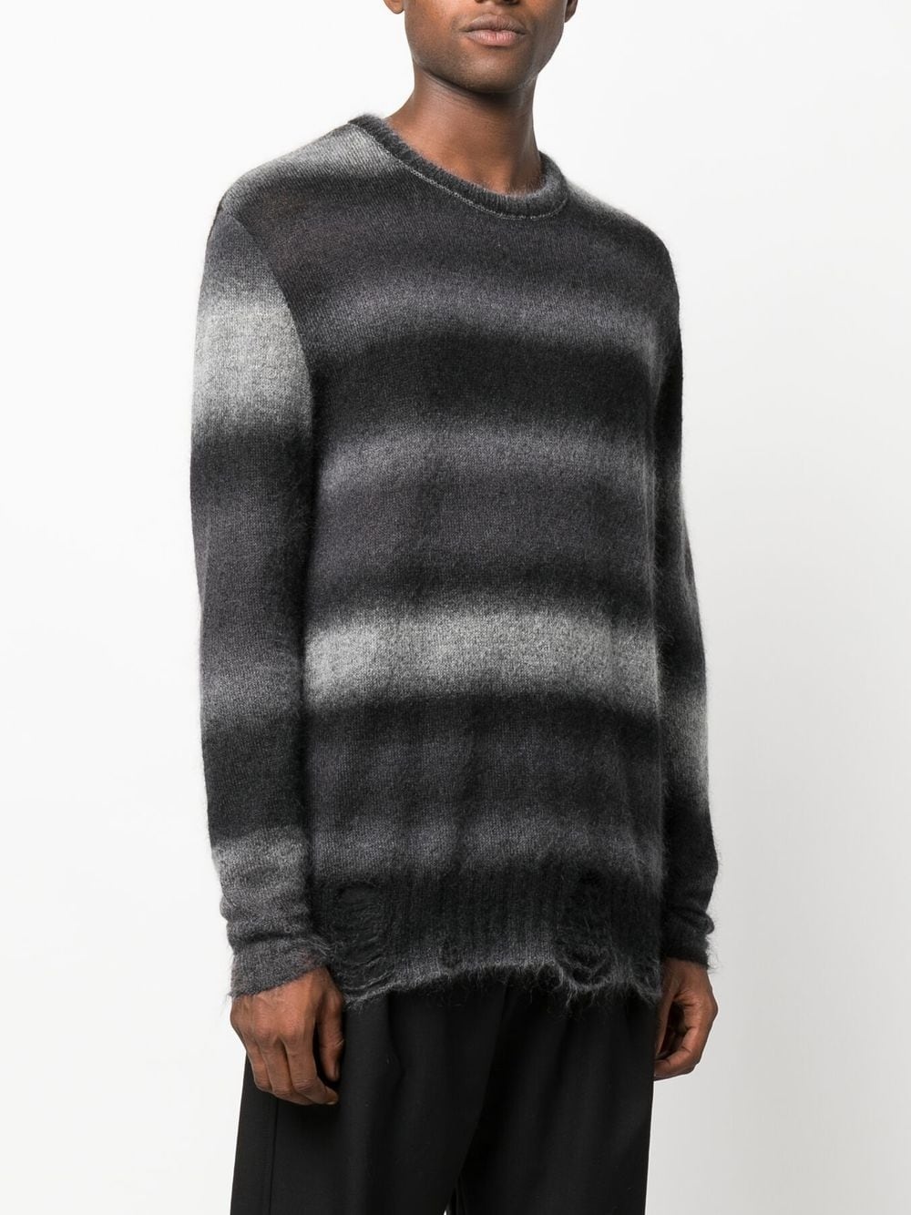 stripe-print distressed-effect jumper - 3