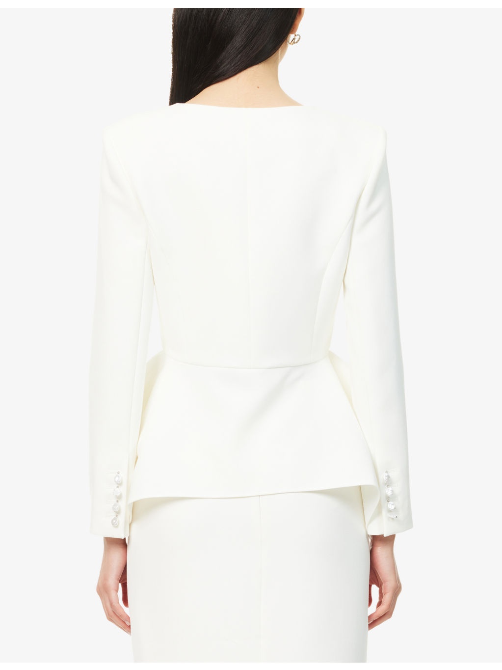 Peplum Round-Neck Stretch-Woven Jacket - 4