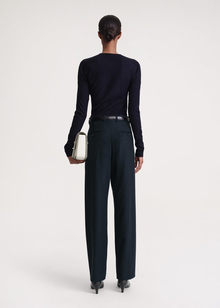Double-pleated tailored trousers navy - 4