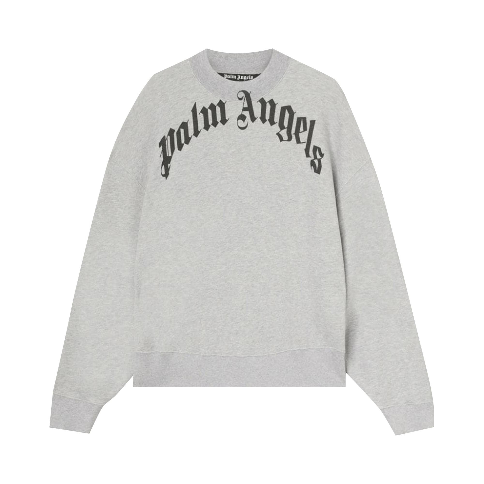 Palm Angels Curved Logo Crew 'Grey/Black' - 1