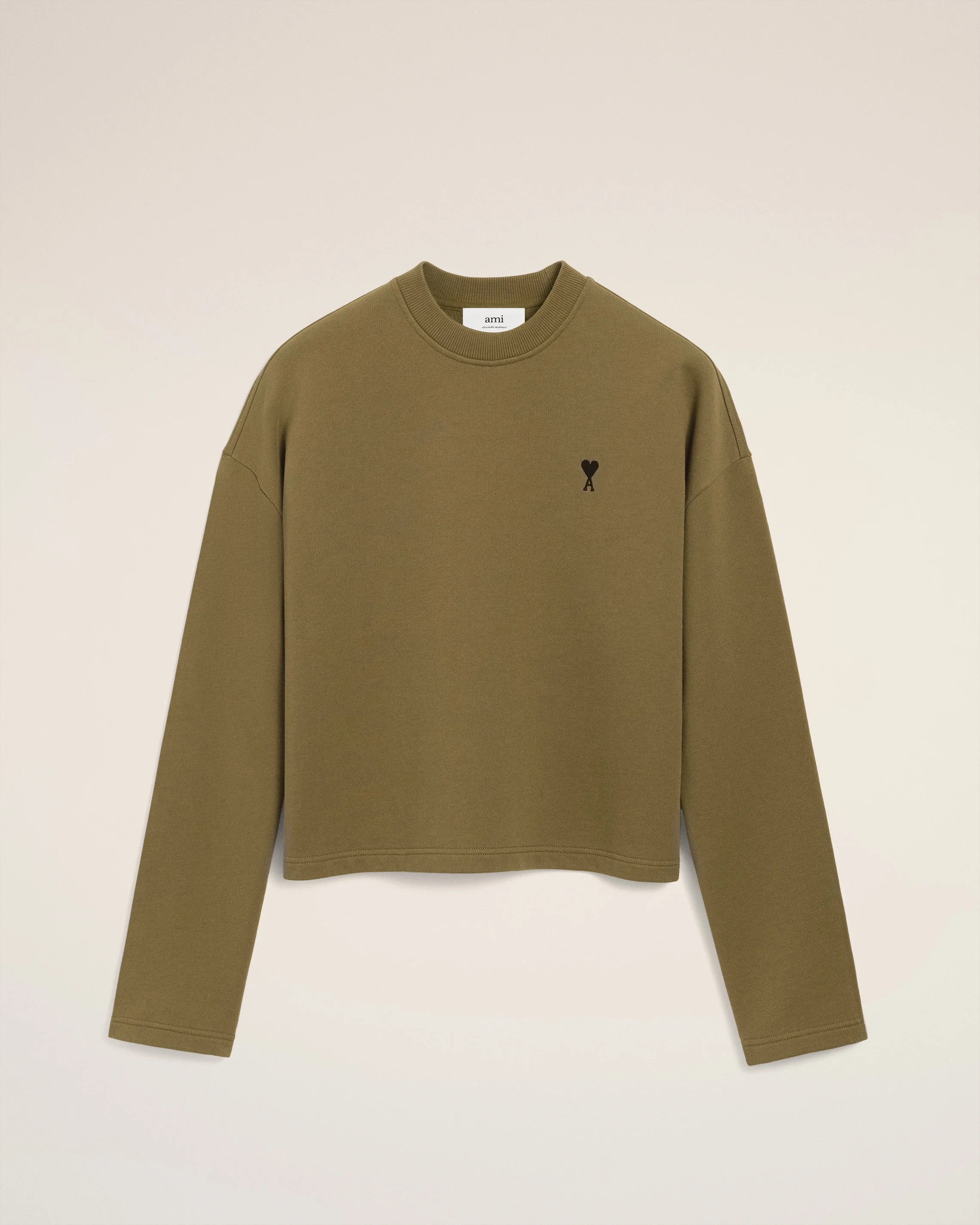 GREEN COTTON CONTRASTED AMI DE COEUR SWEATSHIRT - 1