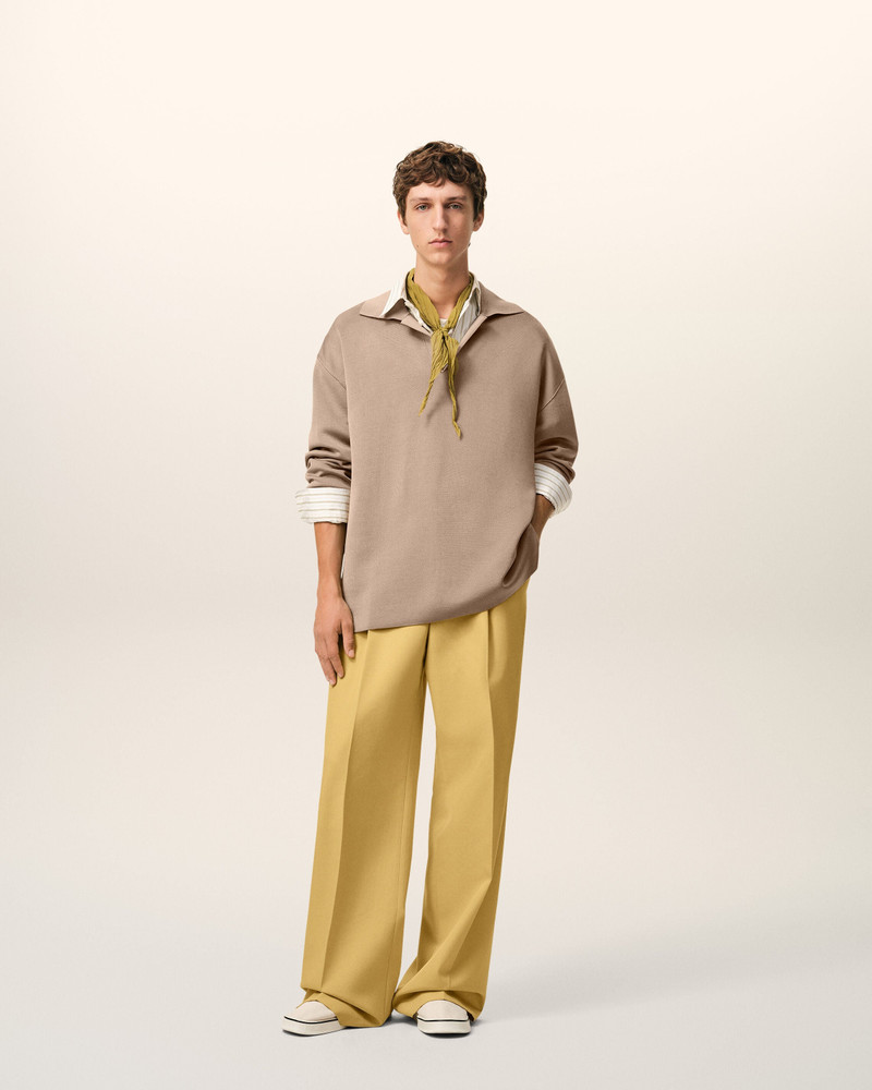 AMI Paris YELLOW NEW WOOL LOW WAIST WIDE TROUSERS outlook