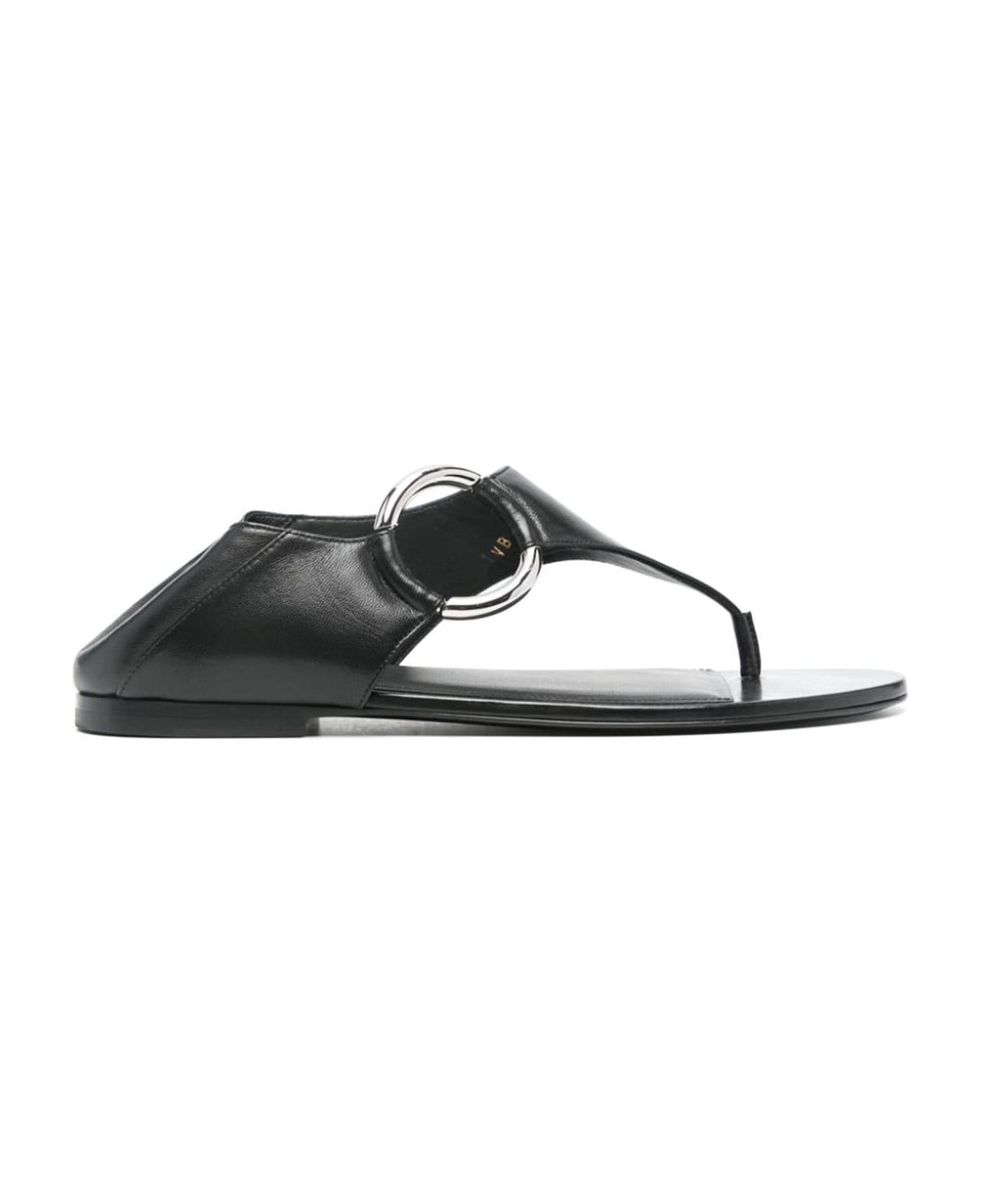 Ring Leather Flat Sandals - 5